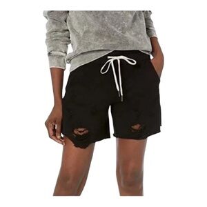 New NWT n:PHILANTHROPY Coco Distressed Sweat Shorts in Vintage Black, size S